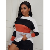 Lovely Chic Striped Patchwork Multicolor Sweater