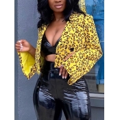 Lovely Formal Leopard Print Patchwork Yellow Blaze