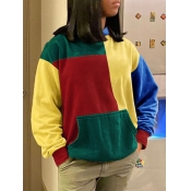 Lovely Casual Color-lump Patchwork Multicolor Hood