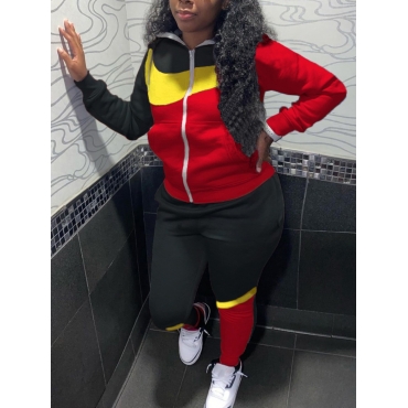 

LW Patchwork Zipper Design Tracksuit Set, Black