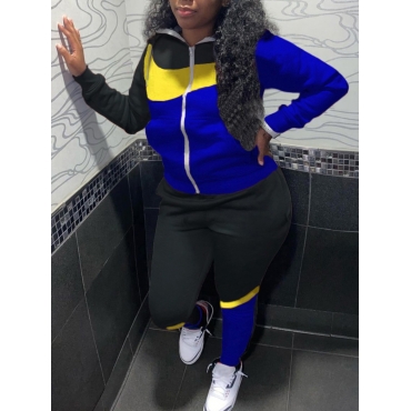 

LW Patchwork Zipper Design Tracksuit Set, Royalblue