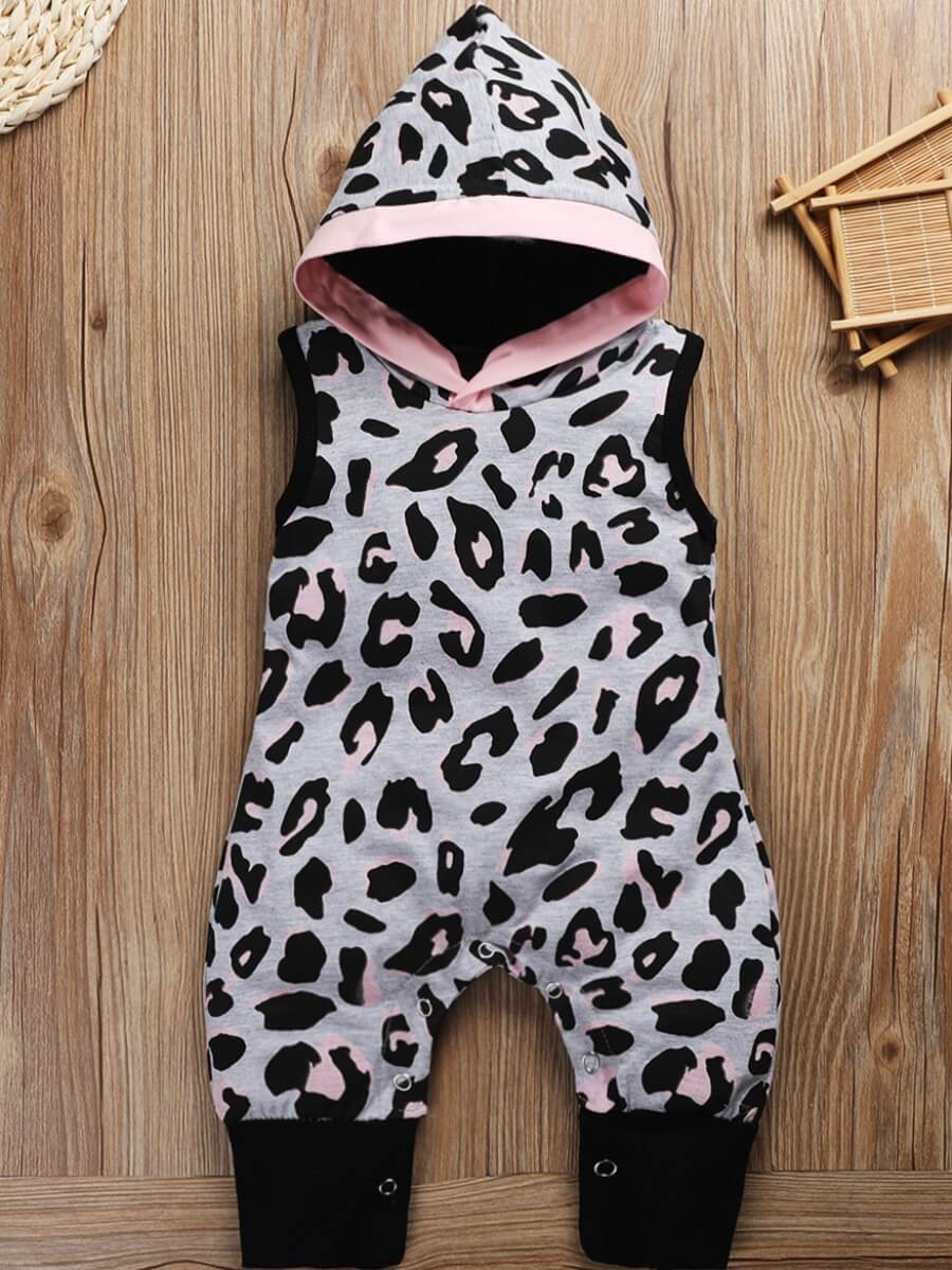 

Lovely Casual Hooded Collar Leopard Print Girl One-piece Jumpsuit