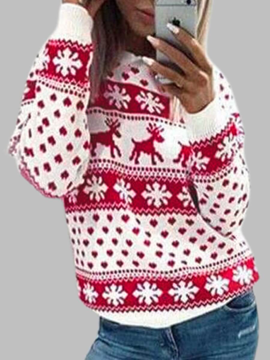 

Lovely Trendy Christmas Day Heart-shaped Print Red Hoodie