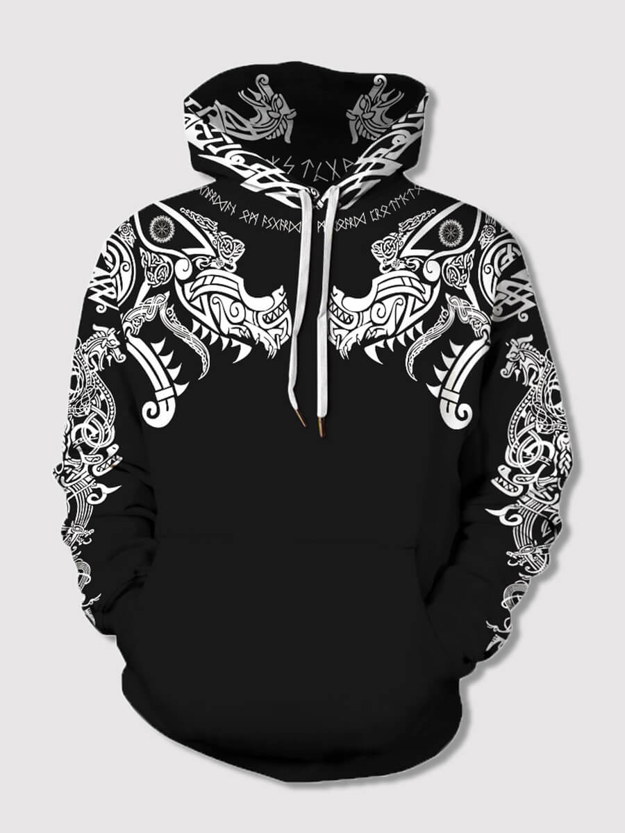 

Lovely Street Print Kangaroo Pocket Black Boy Hoodie