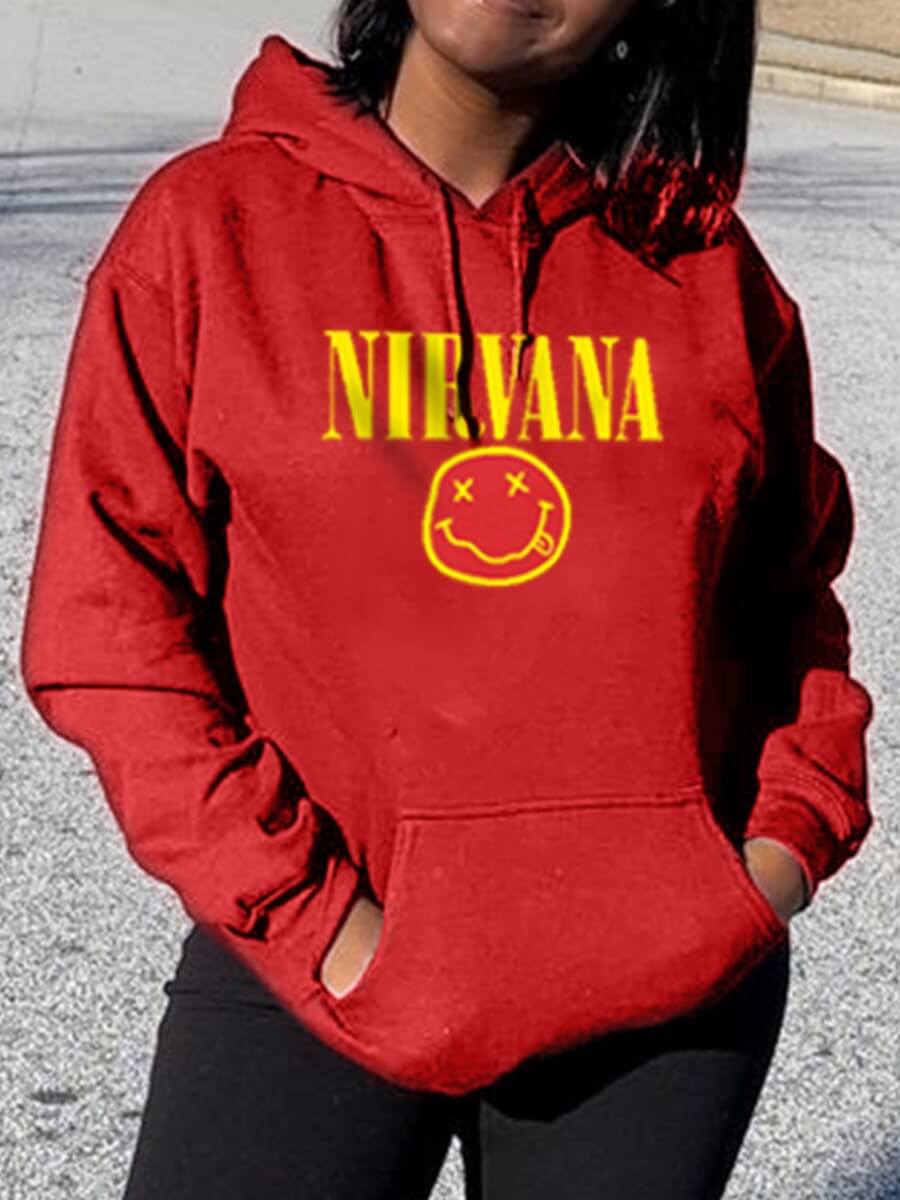 

Lovely Casual Hooded Collar Letter Print Red Hoodie