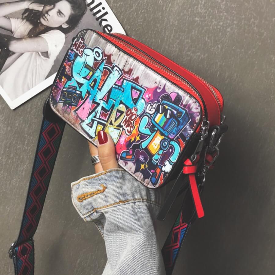 

Lovely Stylish Graffiti Print Red Crossbody Bag