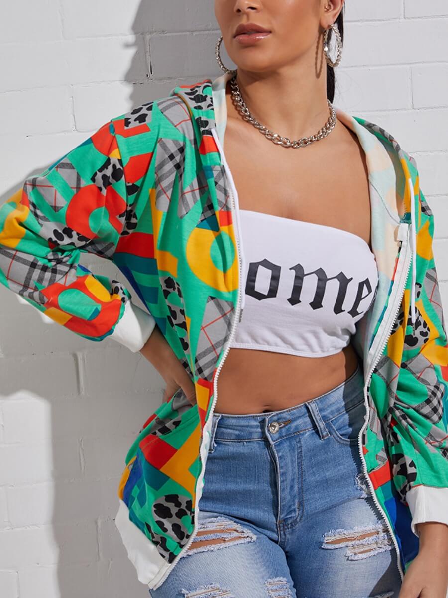 

Lovely Street Hooded Collar Letter Print Green Hoodie