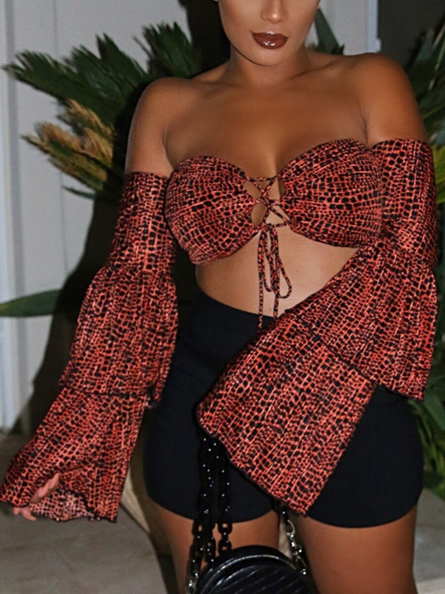 

Lovely Stylish Layered Bandage Hollow-out Design Red Blouse