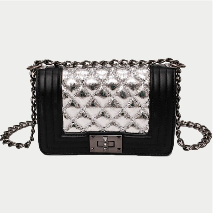 

Lovely Stylish Chain Strap Silver Crossbody Bag