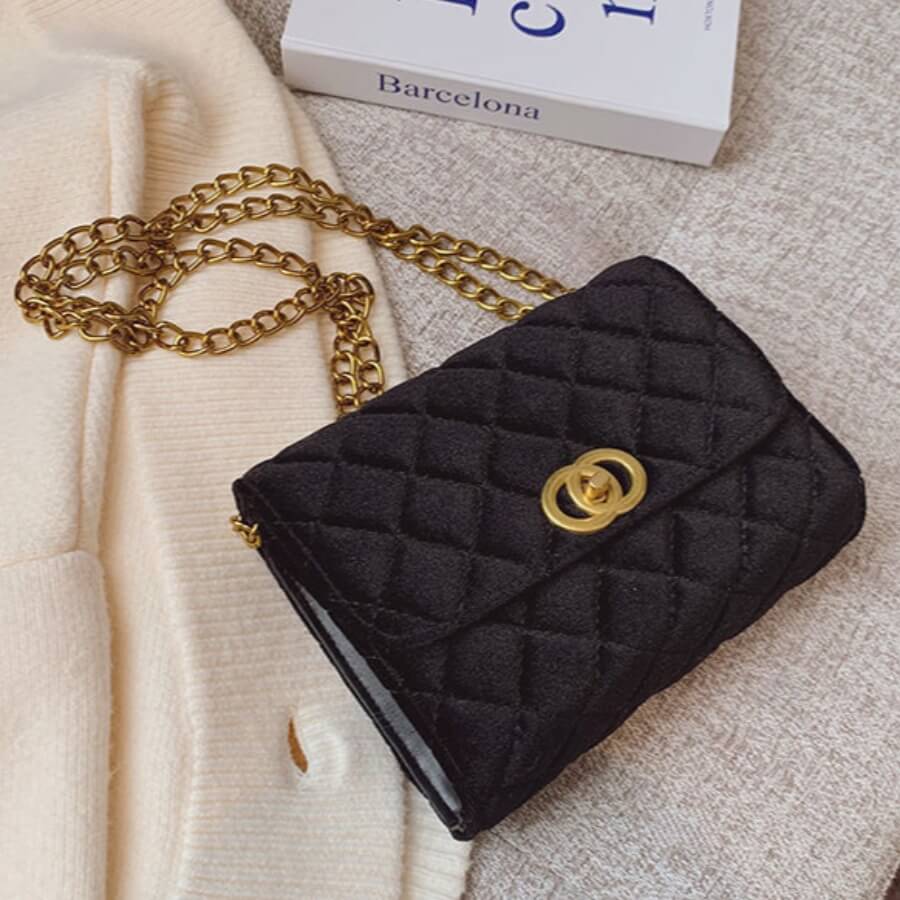 

Lovely Chic Chain Strap Black Crossbody Bag