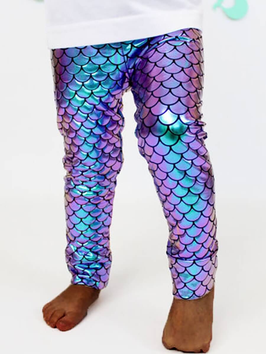 

Lovely Casual Gradient Fish Scale Print Girl Pants