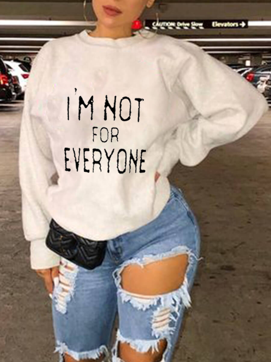 

LW Letter Print Loose Hoodie, White