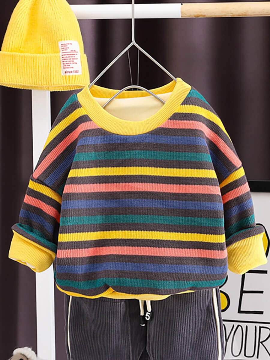 

Lovely Casual O Neck Striped Print Blue Boy Sweater