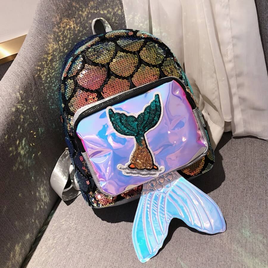 

Lovely Fashion Print Patchwork Gold PU Backpacks