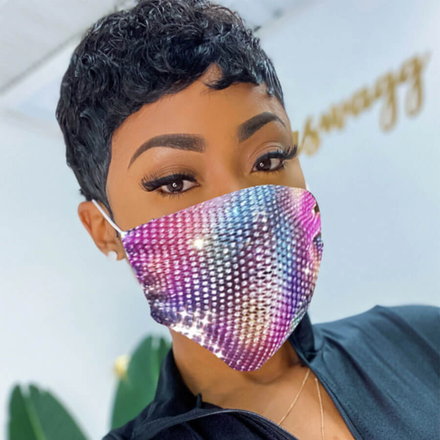 

Lovely Stylish Rhinestone Light Pink Face Mask