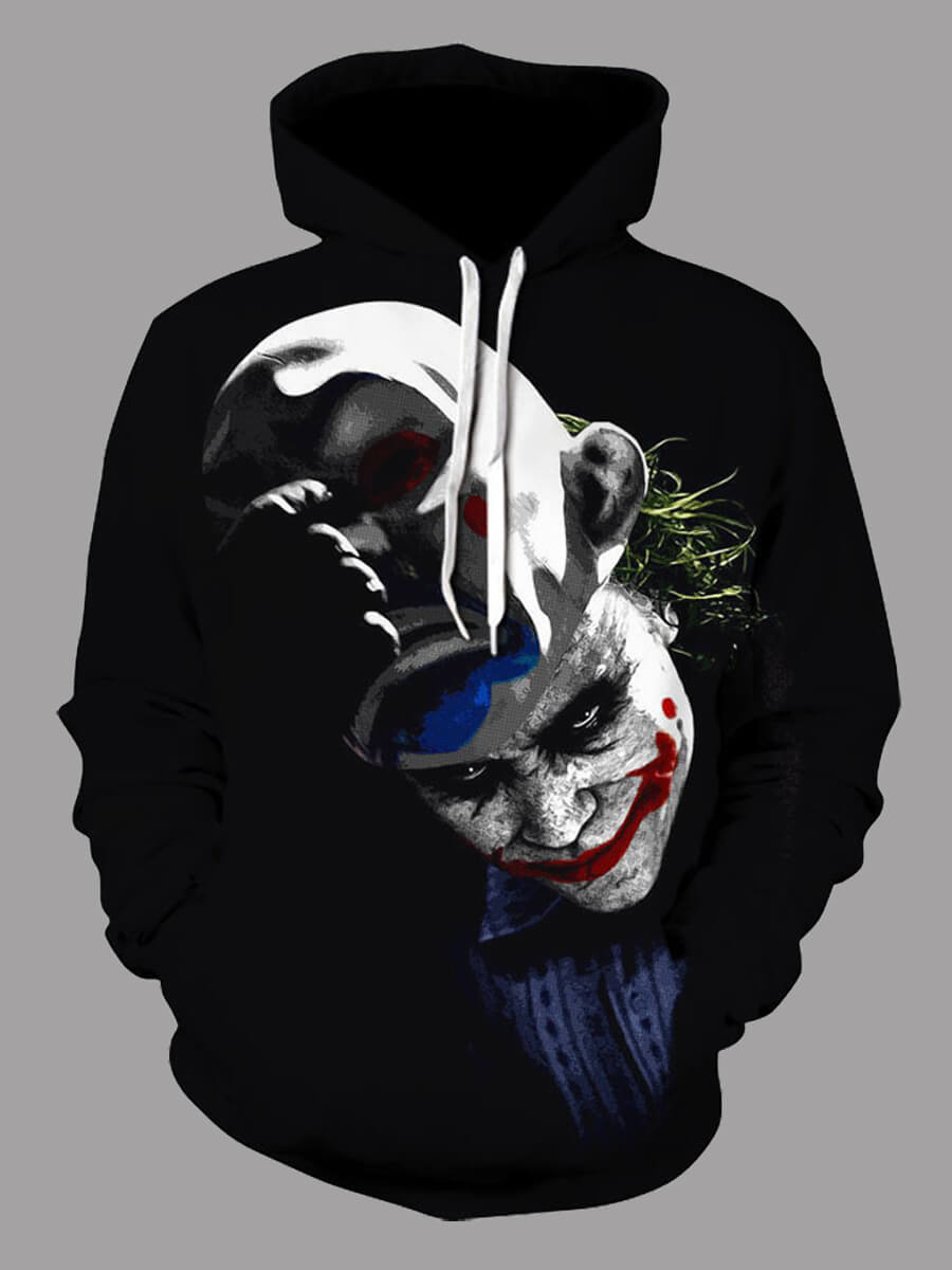 

Lovely Street Halloween Clown Print Patchwork Black Men Hoodie