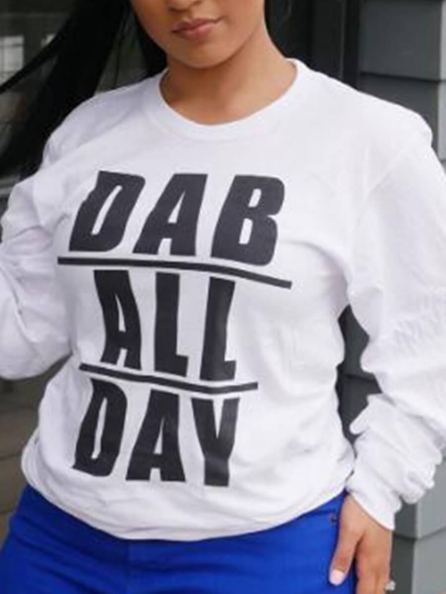 

Lovely Casual O Neck Letter Print White Hoodie