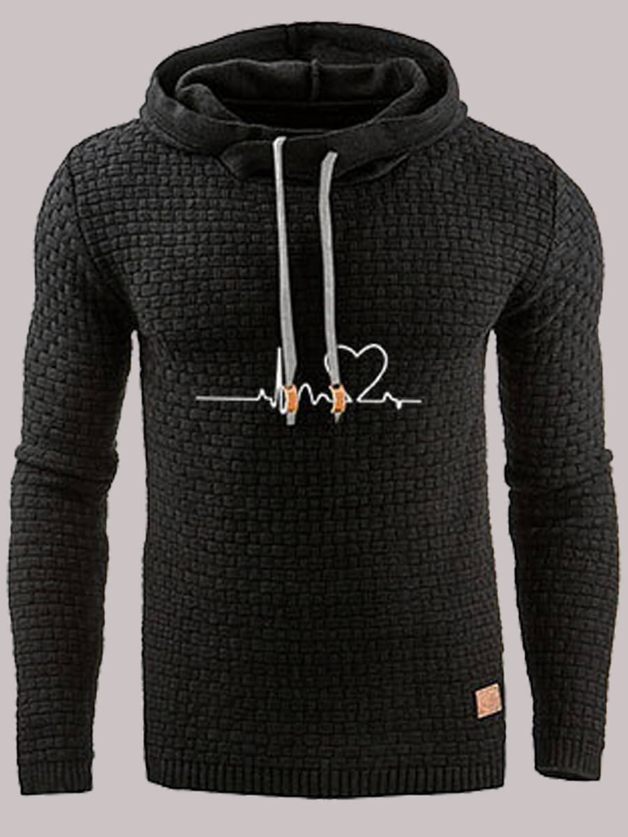 

Lovely Casual Hooded Collar Waffle-knit Black Men Hoodie