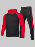 LW Men Hooded Collar Kangaroo Pocket Tracksuit Set
