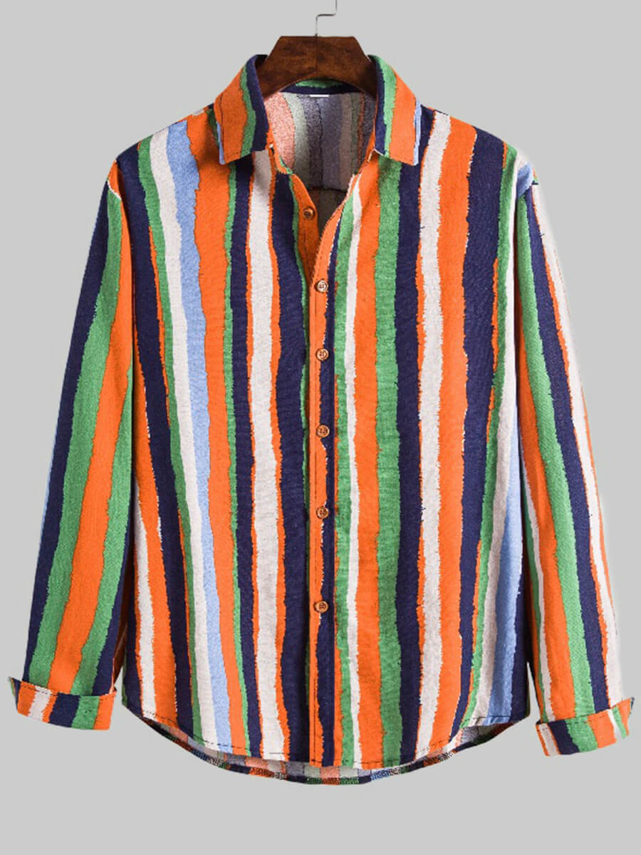 

Lovely Men Trendy Striped Patchwork Multicolor Shirt, Multi