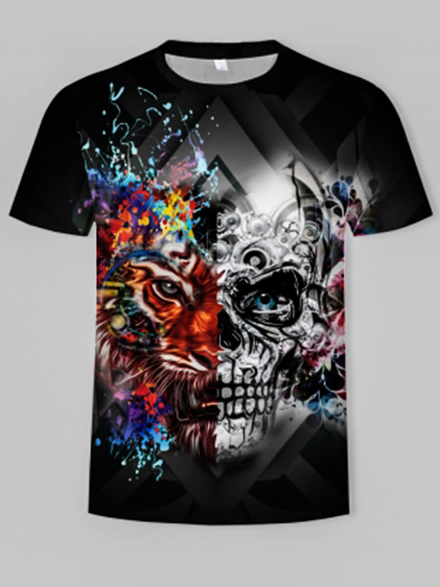 

Lovely Men Party Halloween Clown Print Multicolor T-shirt, Multi