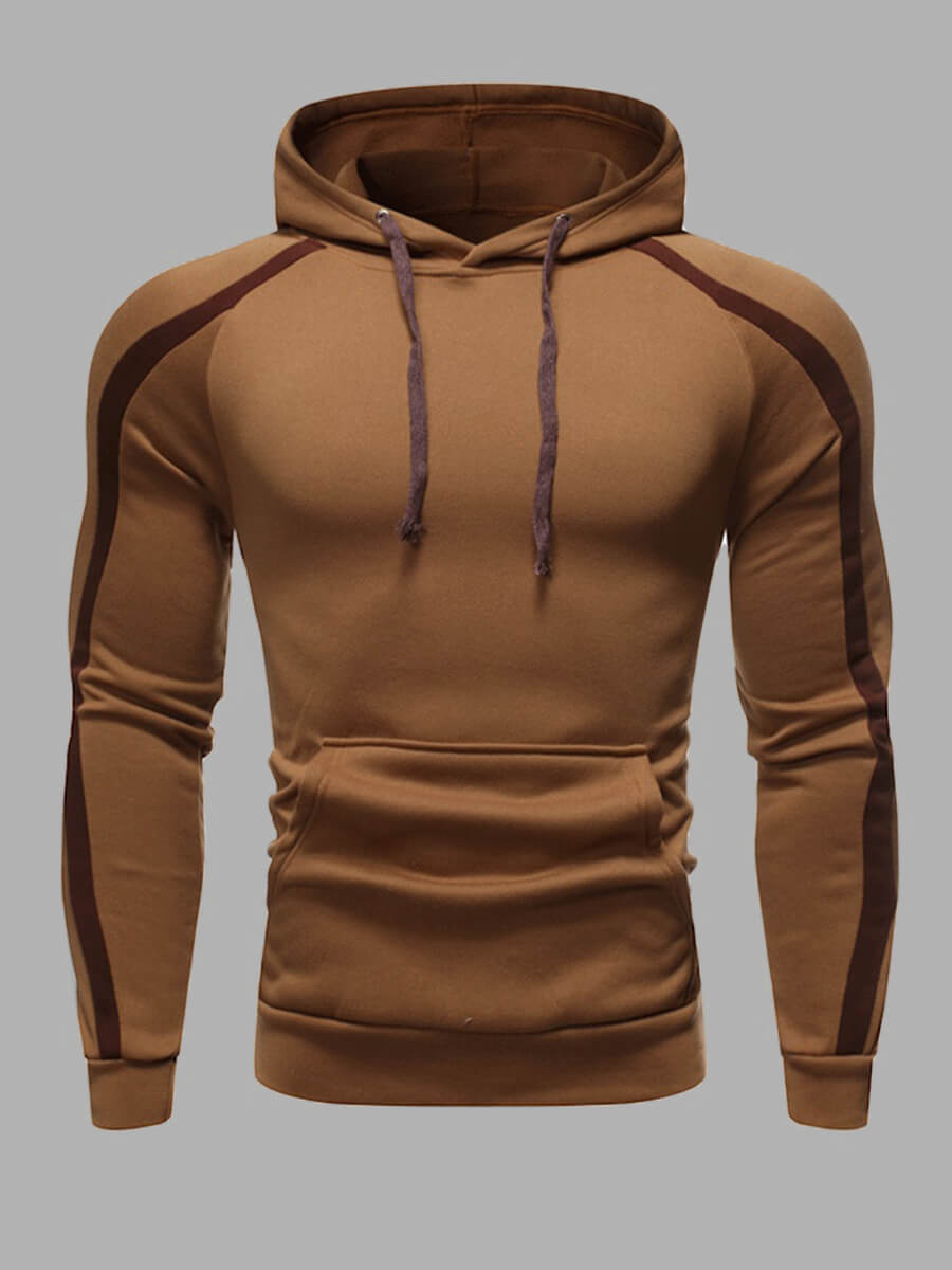 

Lovely Casual Hooded Collar Patchwork Light Tan Men Hoodie