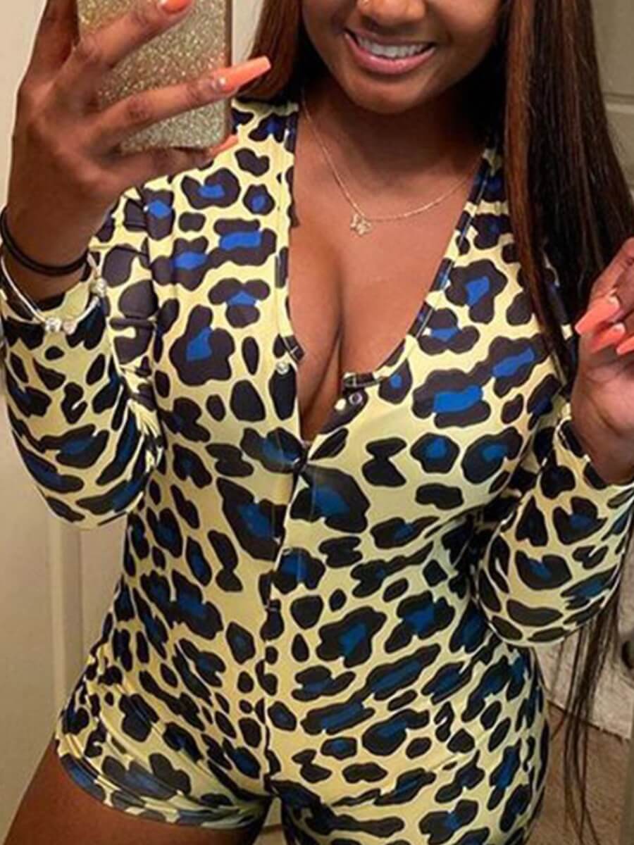 

Lovely Casual Leopard Print Yellow Sleepwear