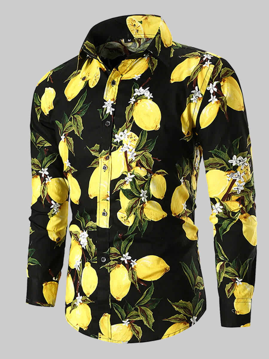 

Lovely Casual Turndown Collar Print Black Men Shirt