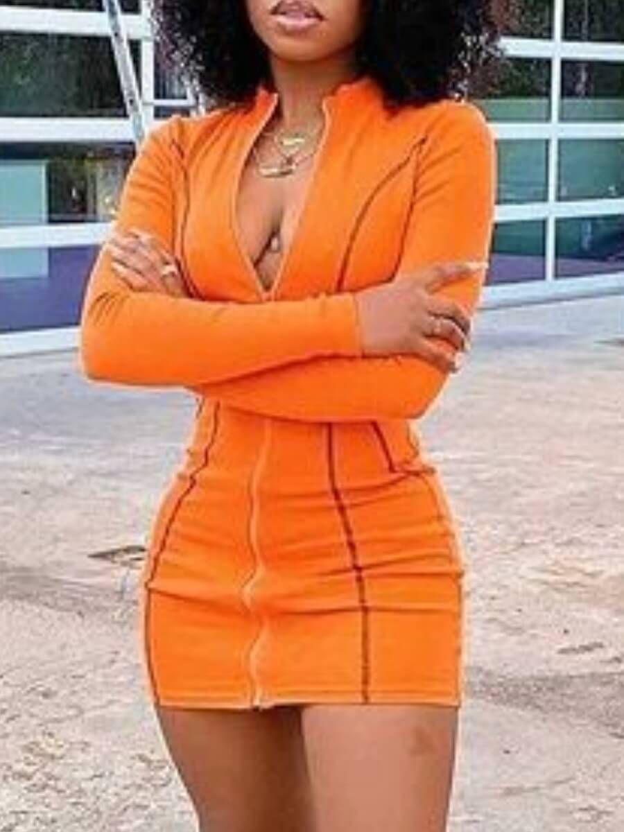 

Lovely Street Striped Zipper Design Croci Mini Dress