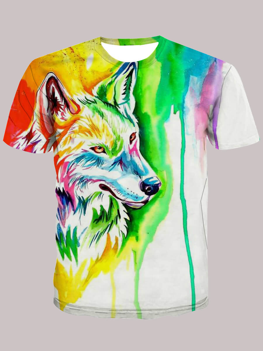 

Lovely Men Casual O Neck Animal Print Multicolor T-shirt, Multi