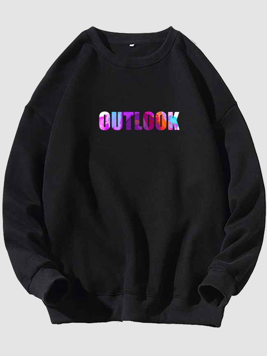 

Lovely Casual O Neck Letter Print Black Men Hoodie