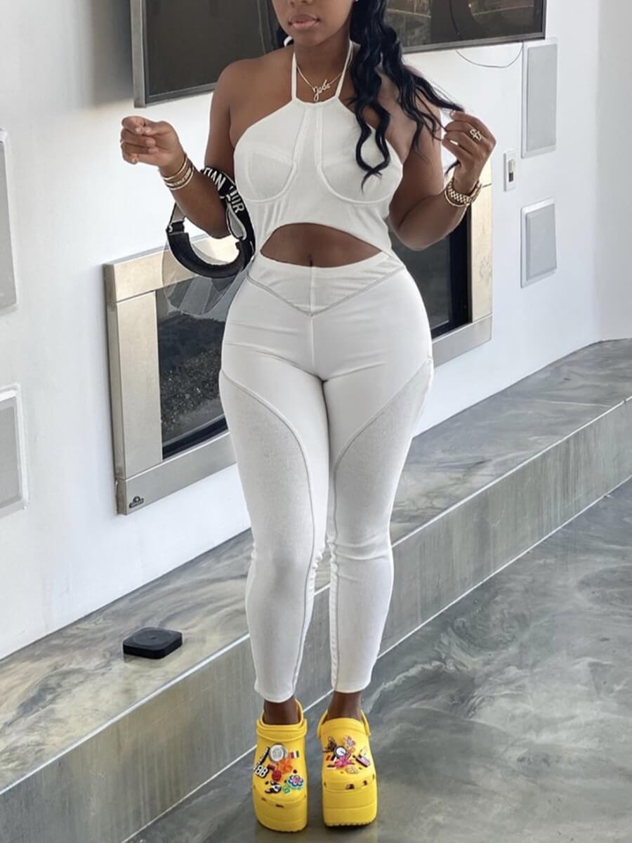 

Lovely Chic Off The Shoulder Hollow-out White One-piece Jumpsuit