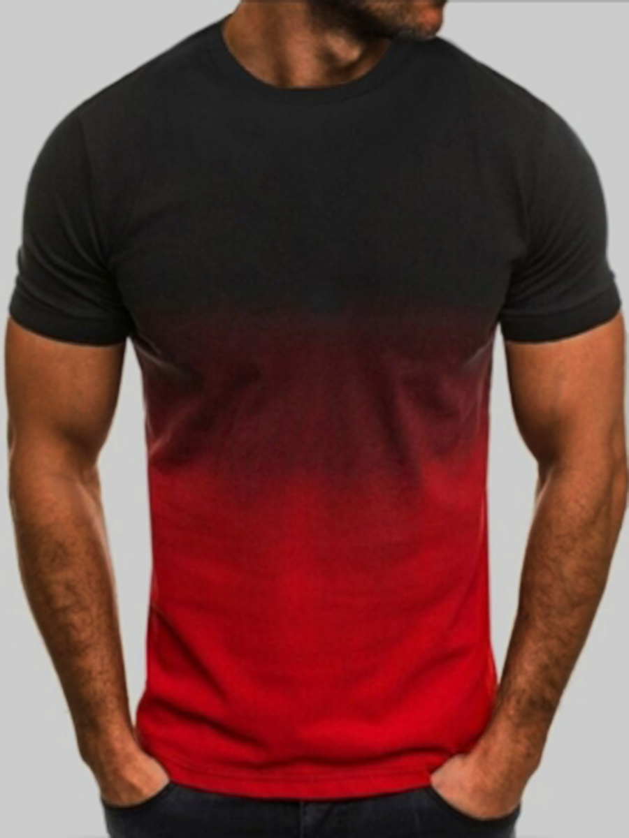 

Lovely Trendy O Neck Gradient Red Men T-shirt