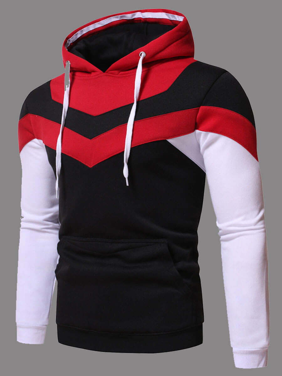 

Lovely Men Trendy Hooded Collar Color-lump Red Hoodie