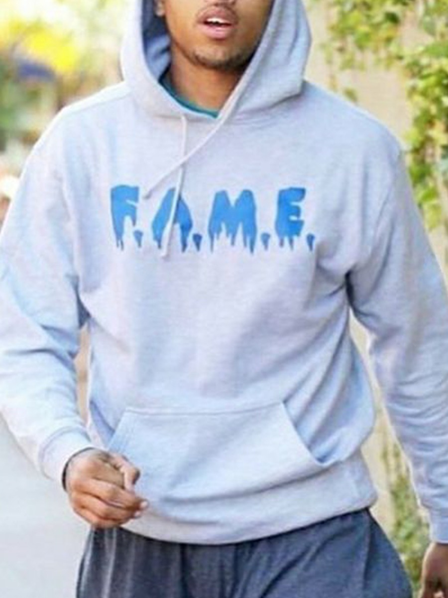 

Lovely Casual Hooded Collar Letter Print White Men Hoodie