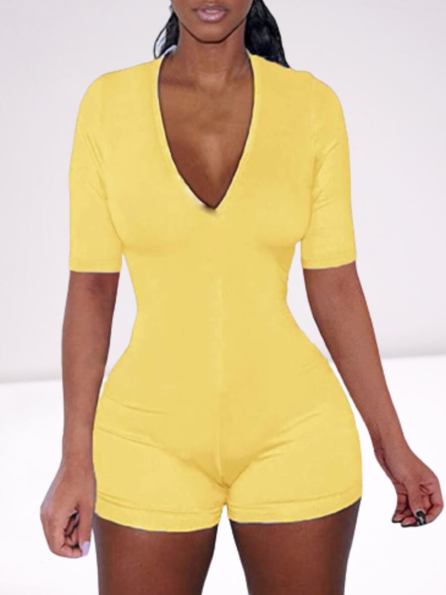 

LW Casual V Neck Skinny Yellow Sleepwear