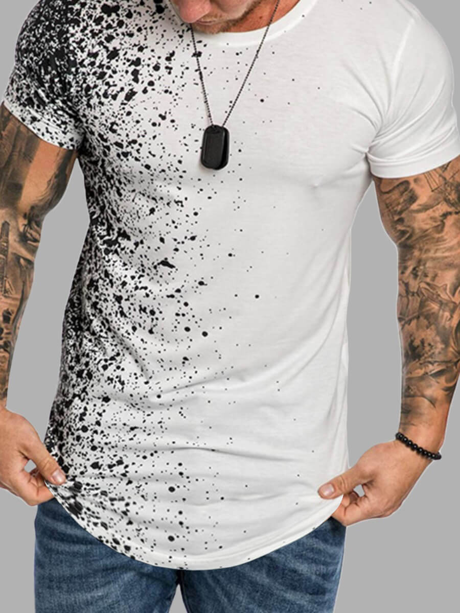 

LW Men Casual O Neck Tie-dye White T-shirt