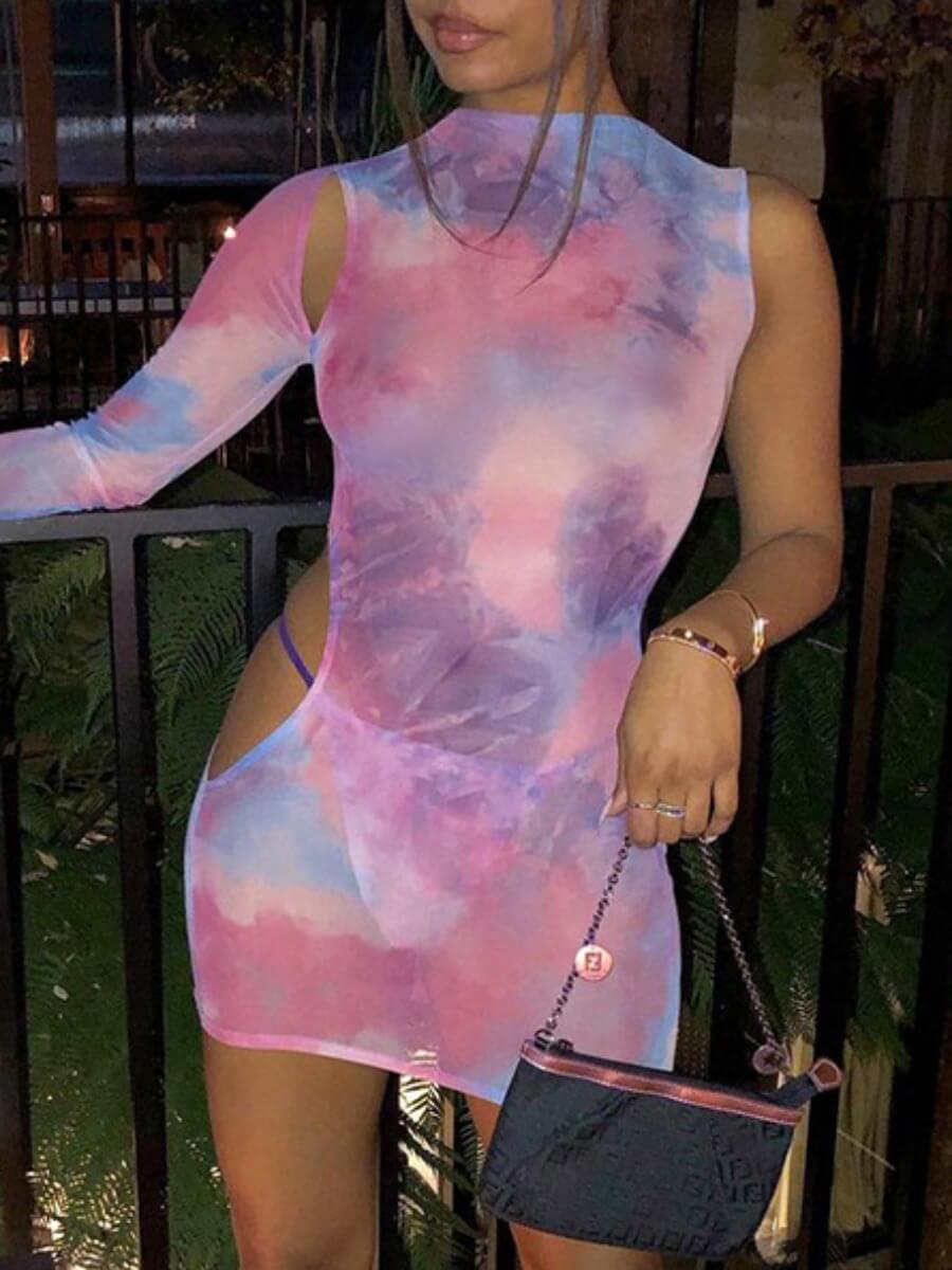 

Lovely Street Tie-dye Hollow-out Multicolor Mini Dress, Multi