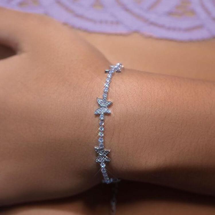 

Lovely Sweet Butterfly Patchwork Silver Bracelet