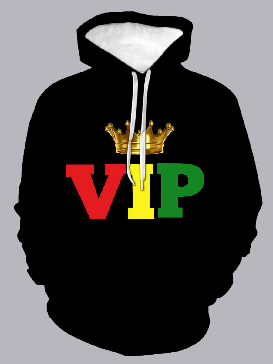 

Lovely Street Crown Letter Print Black Men Hoodie