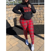 Lovely Casual Christmas Day Letter Print Red Two P