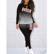 LW Plus Size Gradient Letter Print Pants Set