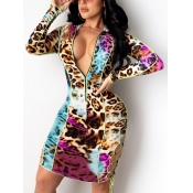 Lovely Trendy Leopard Print Patchwork Hollow-out P