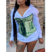 Lovely Casual Face Letter Print Patchwork Green Bu