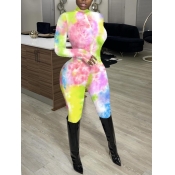 Lovely Casual Turtleneck Tie-dye Multicolor One-pi