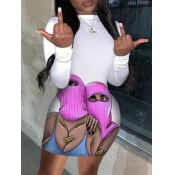 LW Street Half A Turtleneck Print Patchwork White 
