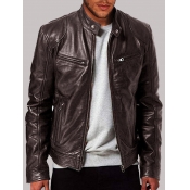 Lovely Men Casual Mandarin Collar Zipper Design Br