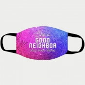 Lovely Trendy Gradient Letter Print Blue Face Mask