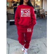 Lovely Street O Neck Letter Print Drawstring Desig