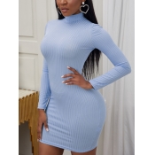 Lovely Casual Half A Turtleneck Skinny Baby Blue M